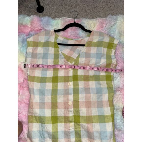 EUC Peyton & Parker Linen Plaid Button Dress Multicolor Size S - Picture 11 of 12